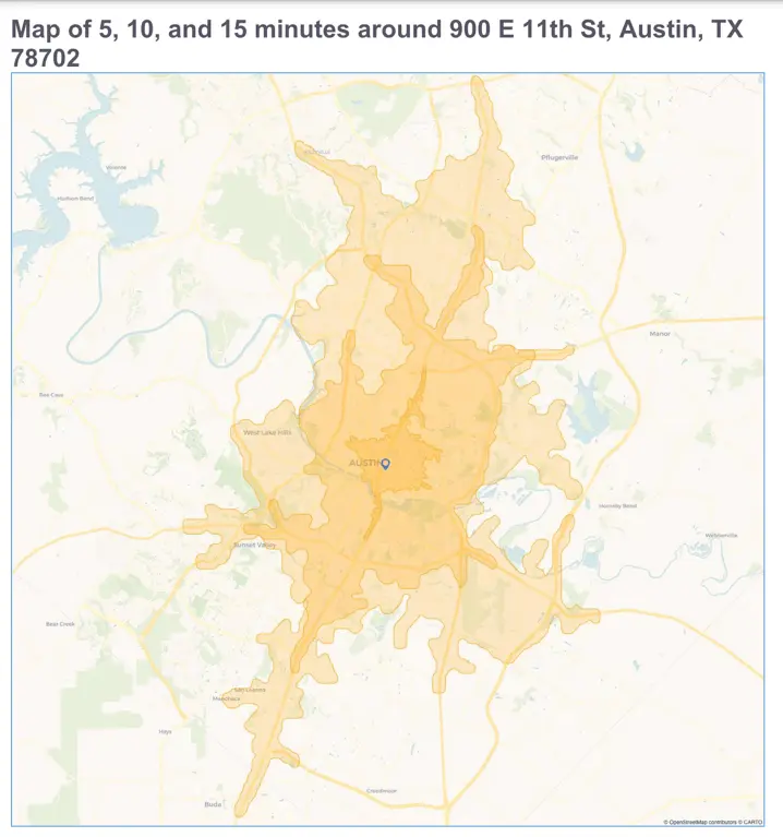 A Sample Drive Time Report with data for 3 drive times