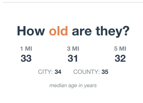 Sample age data for a demographic report